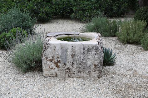 Antique Limestone Fountain Mediterranean Landscape Design, Limestone Fountain, Exquisite Surfaces, Mediterranean Gardens, Stone Water Features, Garden Water Feature, Small Water Features, Mediterranean Landscaping, Outdoor Fountain