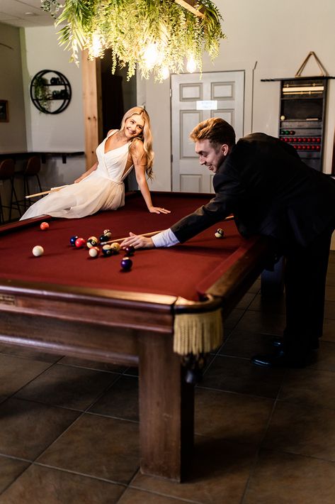 The games room is one of our getting ready spaces at the lodge. The perfect place to relax before the big day, complete with a pool table, tv, comfortable couches and even a piano and guitar. With plenty of space for everyone to get ready, the games room provides a stress free environment!

Photos: @esthermoermanphoto
Models: @sophotero & @olivercosto

#weddingvenue #wedding #bridetobe #weddingplanning #mountainview #vancouver Pool Table Wedding, Pool Table Couple Photoshoot, Pool Table Engagement Photos, Pool Table Wedding Photos, Engagement Photos Playing Pool, Pool Table Photoshoot, Groomsmen Playing Pool, Bride And Groom Jumping In Pool, Grooms Room