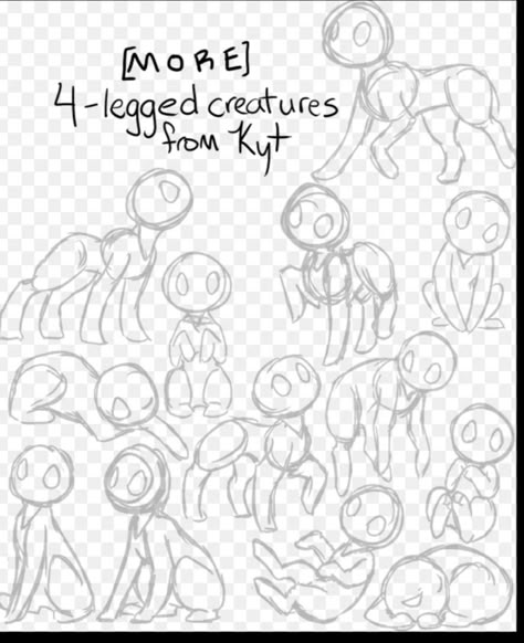 By Kyt(not me) Four Legged Animal Poses, Feral Art Poses, Four Legged Creature Poses, How To Draw Creatures, Fursona Pattern Ideas, 4 Legged Creature Poses, Cat Drawing Poses, Cat Body Base, Warrior Cats Drawing Base