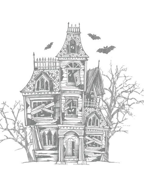 Maison hantée à colorier gratuitement Halloween House Drawing, Holiday Sketches, Autumnal Aesthetic, Wood Burning Patterns Stencil, Casa Halloween, Colouring Page, Mandala Art Lesson, Adult Colouring, Halloween Drawings