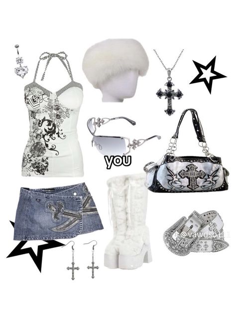 vawdso111 on tiktok Fem Y2k Outfits, Fancy Outfits Dresses, White Y2k Outfit, Mcbling Fashion, Trashy Outfits, White Y2k, Under Your Spell, 2000s Fashion Outfits, Y2k Outfits