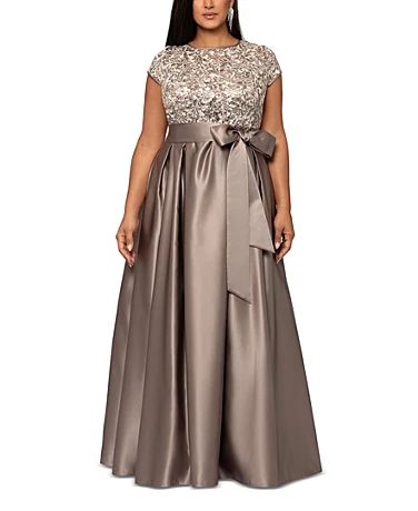 Plus Size Dresses for Women - Macy's Gown For Plus Size Women, Gown For Plus Size, Satin Ballgown, Plus Size Ball Gown, Satin Gowns, Off Shoulder Gown, Beaded Cocktail Dress, Full Length Gowns, Ball Gown Skirt