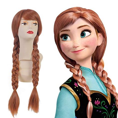 Princess Anna Hairstyle, Anna Frozen Hairstyle, Anna Hairstyle Frozen, Frozen Hairstyles, Auburn Wig, Frozen Jr, Frozen Halloween, Halloween Costume Adult, Anna Hair