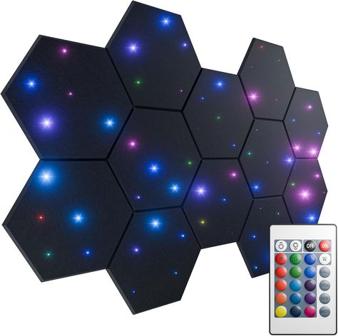 "FEATURES & DETAILS" ZenSonic 12 Pack Self-adhesive Sound Proof Foam Panels for Walls 12" X 10" X 0.4" - Hexagon Acoustic Panels with Fiber Optic Starlight, Stylish Soundproof Wall Panels Absorb Noise and Wall Decor Black #ZenSonic #ZenSonicSelfadhesiveSoundProofFoamPanels #SoundProofFoamPanels #FoamPanels #HexagonAcousticPanels #FiberOpticStarlight Soundproof Wall, Panels For Walls, Acoustic Diffuser, Accent Wall Panels, Dj Room, Sound Panel, Wall Panels Bedroom, Wall Panel Design, Foam Panels