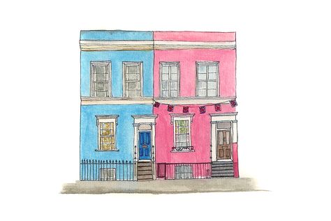 Artsy Ideas, Notting Hill London, Notting Hill, Art Inspo, Pink Blue, Terrace, London, Pink, Blue