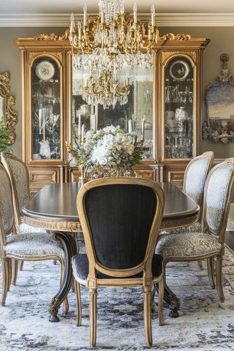 "Elevate your dining experience with a Vintage Glam Dining Room! 🍽️🕰️ Perfect for those who love a blend of vintage charm and modern luxury. 🌟✨ #GlamDecor #VintageInspo #DiningRoomIdeas" Vintage Glam Dining Room, Glam Dining Room, Glam Dining, Vintage Interior Design, Glam Decor, Vintage Interior, Vintage Glam, Dining Experience, Dining Experiences