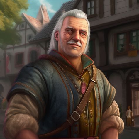 Mayor Character Design, Fantasy Humans, Long Mustache, Icewind Dale, Simple Clothes, Pathfinder Character, Campaign Ideas, Medieval City, Medieval Ages