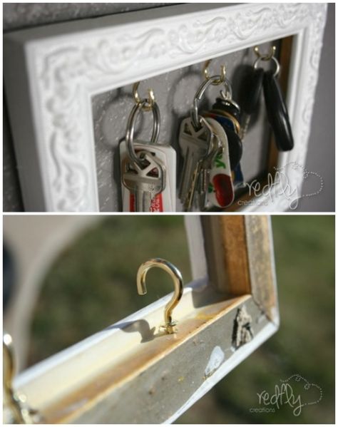 Dollar Store Crafts and Hacks on Frugal Coupon Living. Creative Dollar Store DIY Ideas for creative minds! Dollar Tree Key Holder Diy, Diy Home Decor For Apartments, Apartment Hacks, Key Frame, Store Hacks, Christmas Crafts For Adults, Organizing Hacks, Dollar Store Christmas, Diy Store