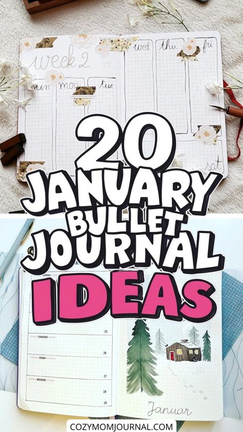 Bullet Journal Calendar January 2025, January Calendar Doodles, January Goals Bullet Journal, Bujo January Monthly Spread, January Junk Journal Ideas, Creative Journaling Prompts, Bujo Themes January, Bujo 2025 Ideas, January Theme Bullet Journal