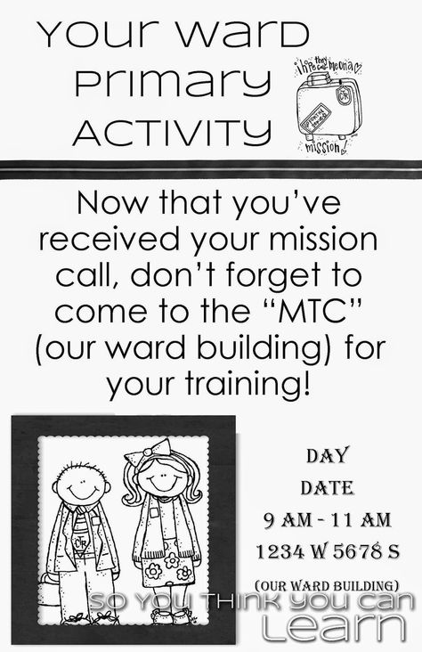 Primary Activity - Missionary Training Center - Getting Ready by So You Think You Can Learn Primary Games, Primary Activity, Primary Presidency, Mission Call, Primary Program, Activity Day Girls, Writing Station, Primary Activities, Missionary Work