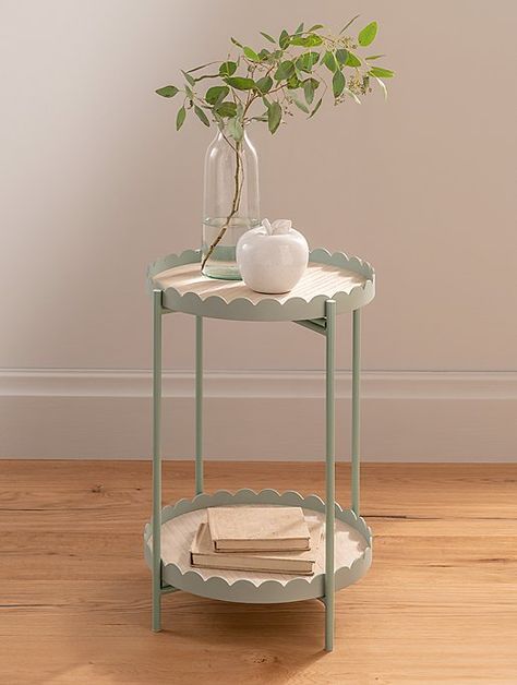 Nancy Mayer, Nursery Side Table, Elegant Cottagecore, Green Bedroom Furniture, George Green, Penthouse Living, Side Table Decor, Small Bedside Table, Dried Oranges