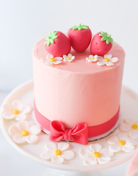 Strawberry "Berry" First Birthday Party Ideas | Ashley Brooke Nicholas Berry Sweet One First Birthday Cake, Strawberry First Birthday Cake, Girl First Birthday Party Ideas, Berry First Birthday Cake, Berry First Birthday Party, First Birthday Party Ideas, Custom Cake Pops, Strawberry Birthday Cake, Strawberry Shortcake Birthday