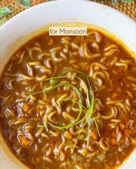 Soupy Maggi, Maggi Soup, Red Chilli Sauce, Onion Paste, Maggi Recipes, Dark Soy Sauce, Soup Ingredients, Red Chilli Powder, Creamy Corn