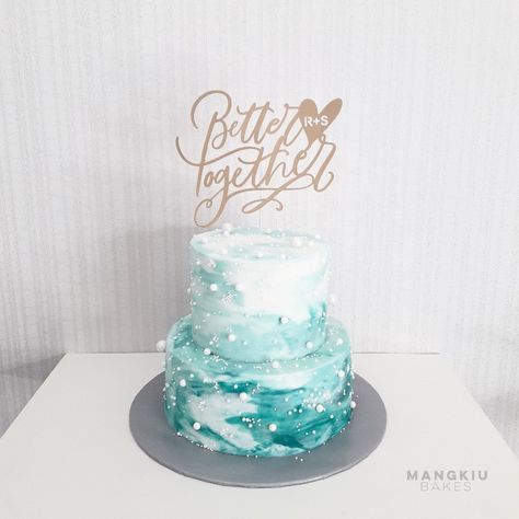 Birthday Cake Turquoise, White Marble Wedding Cake, Turquoise Wedding Cake, White Marble Wedding, Marble Wedding Cake, Aqua Cake, Turquoise Cake, Color Cian, Sweet 16 Party Favors