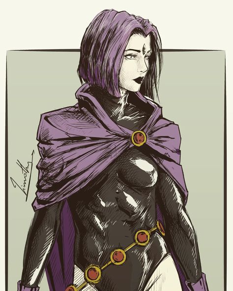 Teen Titans Raven Art, Raven Long Hair Dc, Raven Dc Art, Raven Art Titans, Raven Drawing Teen Titans, Raven Fanart Teen Titans, Raven Dc Icons, Raven Art Dc, Dc Raven Fanart