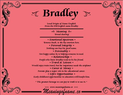 Meaning of Name Bradley Sims Names, Baby Name Generator, Greek Names, Quiet People, Hebrew Names, Pretty Names, Baby Names And Meanings, Short Words, Name Writing