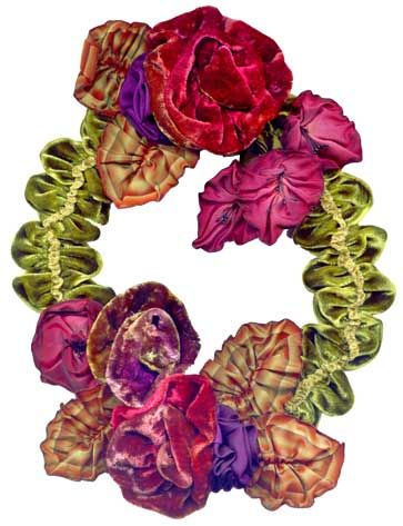 Velvet Wreath, French Bouquet, Farm Images, Wreath Ribbon, Life On The Farm, Vintage Scissors, Work Wreath, Velvet Flowers, Embroidery Transfers