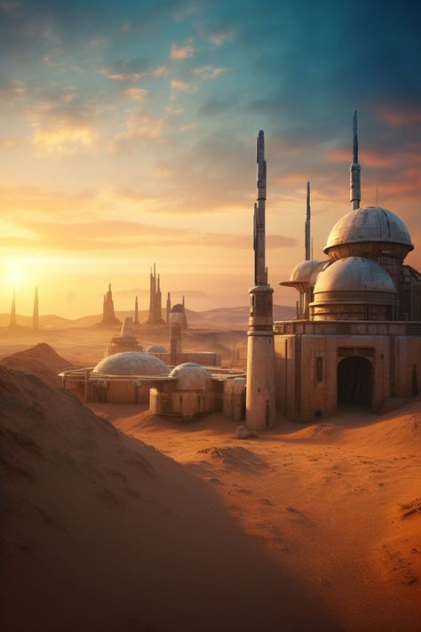 Tatooine Concept Art, Tatooine Bedroom, Tatooine Wallpaper, Sci Fi Outpost, Starwars Concept Art, Tatooine Aesthetic, Star Wars Scenery, Star Wars Landscapes, Star Wars Desert