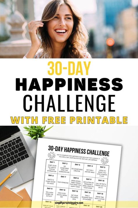 Are you ready for a 30-day happiness challenge? We all have those days when life feels like a never-ending to-do list, and finding joy seems as elusive as a pot of gold at the end of a rainbow. Happiness doesn’t have to be something we are forever chasing. This happiness challenge is all about embracing small, joyful activities that can boost your mood and bring a smile to your face. 30 Day Happiness Challenge, Positive Actions, Printable Tracker, Kindness Challenge, Happiness Challenge, Boost Your Mood, Life Happens, 30 Day Challenge, Happy Memories