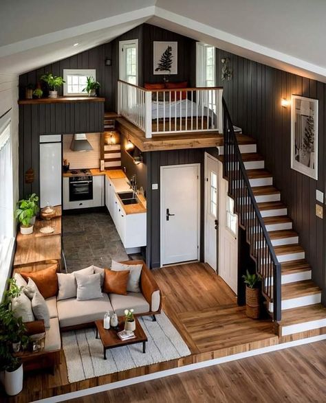 Loft House Design, Tiny House Loft, Tiny House Layout, Tiny House Inspiration, Loft House, Tiny House Decor, Tiny House Interior, Tiny House Cabin, Loft Apartment