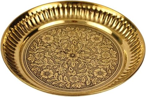 Amazon.com: Putrika Traditional Handcrafted Brass Puja | Pooja Thali | Arati Bartan Thambulam Plate | Engraved Designed Plate - Designer Halwa Plate (13cm, 1) : Home & Kitchen August Food, Food Shoot, Pooja Thali, Hand Ring, Home Kitchen, Home Kitchens, Brass, Ring, Quick Saves