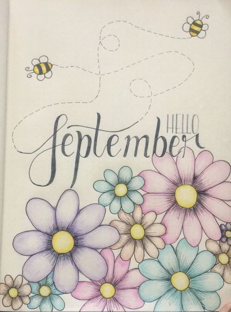 My September spring bullet journal cover! It's Spring in South Africa peeps Spring Bullet Journal, September Journal, Bullet Journal September, March Bullet Journal, Bullet Journal Month, Bullet Journal Cover, Bullet Journal Monthly Spread, My September, Bullet Journal 2019