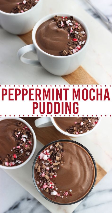 Easy Homemade Chocolate Pudding, Mint Chocolate Pudding, Peppermint Pudding, Homemade Chocolate Pudding Recipe, Mocha Pudding, Mint Pudding, Chocolate Pudding Recipe, Peppermint Recipes, Homemade Chocolate Pudding