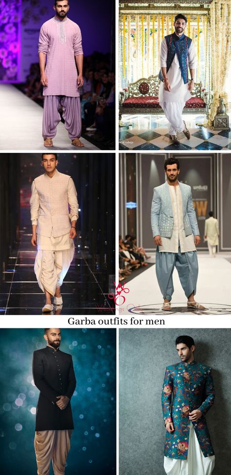 Save some trendy garba outfits for men! #garba #garbanight #sherwaani #garbaoutfitsformen #navratrioutfits #gujratitraditionaldress Garba Night Outfit For Men, Dandiya Night Outfits For Men, Garba Outfit For Men, Work Lehenga Designs, Navratri Dandiya, Outfits Guide, Indian Wedding Suits Men, Navratri Outfits, Outfit Ideas 2023