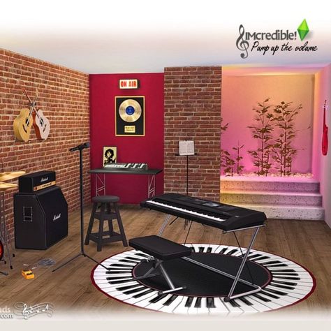 Sims4 CC Music room set by SIMcredible School Music Room, Sims 4 High School, Sims 4 Skills, Volume Music, Emo Room, Choir Room, Pump Up The Volume, High School Music, Victorian Mansions