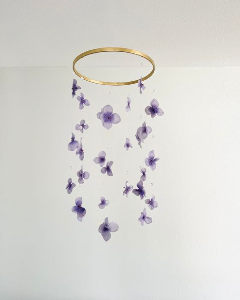 Baby Chandelier, Chandelier Garden, Flower Baby Mobile, Vintage Floral Nursery, Small Space Baby, Purple Nursery Girl, Purple Nursery Decor