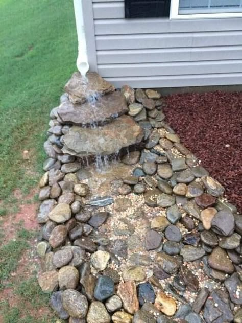 Gutter Garden, Dry Creek Bed, Rock Waterfall, Landscaping Inspiration, Creek Bed, Front Yard Garden Design, Rock Garden Landscaping, Dry Creek, Inspire Me Home Decor