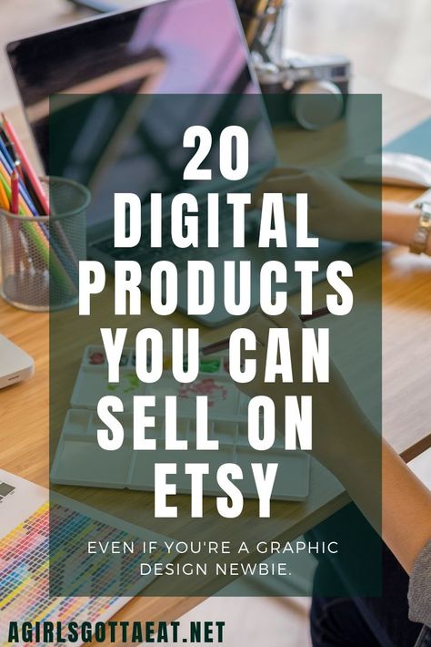 20 types of digital products you can sell on Etsy for passive income, even if you're a graphic design newbie! Starting An Etsy Business, Digital Products To Sell, Side Hustle Passive Income, What To Sell, Products To Sell, Etsy Seo, Make Extra Money, Money Making Hacks, Etsy Business