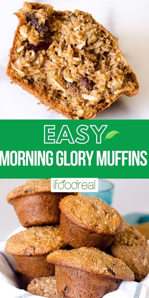 Morning Glory Muffins made with wholesome ingredients, are low in sugar and high in fiber. Nutty and hearty moist muffins with crispy edges for healthy breakfast or a snack. Healthy Morning Glory Muffins, High Fiber Muffins, Fiber Muffin, Low Sugar Muffins, Morning Glory Muffins Healthy, Low Sugar Diet Recipes, High Fiber Breakfast, Glory Muffins, The Boiled Egg Diet