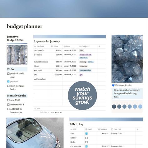 Notion Template - Digital Budget Planner Dash Budget Tracker Notion Template, Personal Finance Planner, Aesthetic Expense Tracker, Notion Template Ideas Budget, Finance Notion Aesthetic, Notion Savings Tracker, Notion Template Ideas Finance, Notion Finance Template Aesthetic, Notion Expenses Tracker