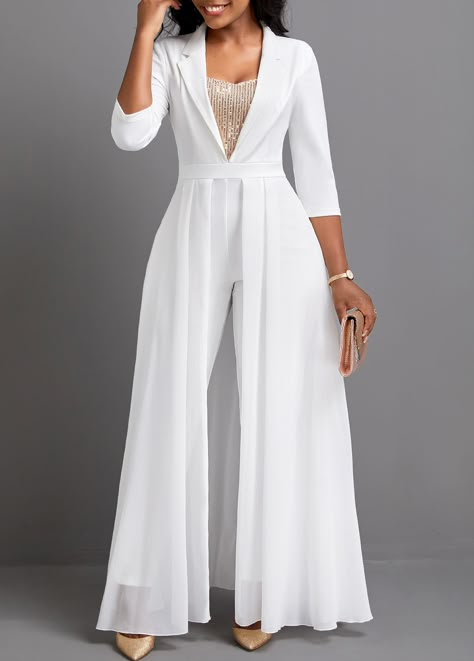 Evening Jumpsuits Classy, White Outfit For Women, Plus Size Jumpsuit Wedding, Jumpsuit Elegant Wedding, Boho Style Jumpsuit, White Jumpsuit Wedding, Wedding Dress Jumpsuit, Visionary Fashion, 2piece Outfits