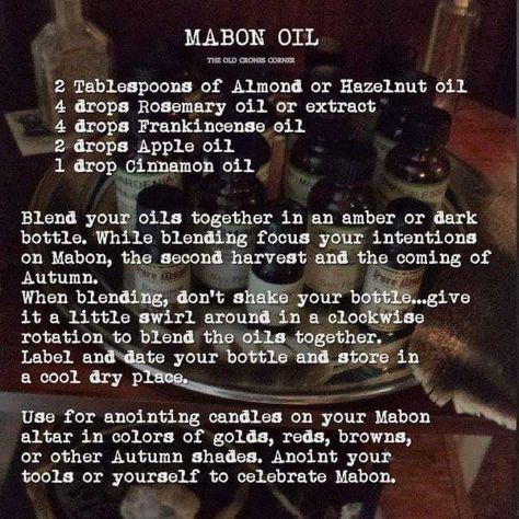 Mabon Oil Recipe Magick Oil, Autumnal Equinox, Spring Equinox, Wiccan Spells, Spells Witchcraft, Beltane, Practical Magic, Witchy Woman, Kitchen Witch