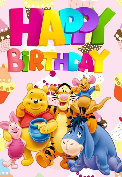 5 Awesome Pooh Bear Printable Birthday Cards + Messages — PRINTBIRTHDAY.CARDS Winnie The Pooh Happy Birthday, Disney Birthday Card, Happy Birthday Mickey Mouse, Bear Printable, Happy Birthday Drawings, Winnie The Pooh And Friends, Birthday Card Messages, Pooh And Friends, Winnie The Pooh Birthday