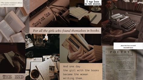 Writer Aesthetic Wallpaper, Dark Academia Wallpaper Laptop, Aesthetic Writer, Writer Aesthetic, Author Dreams, Dark Academia Wallpaper, Quote Collage, Wallpaper Notebook, Vision Board Wallpaper