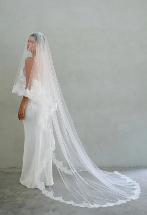 Simple Wedding Dress Extravagant Veil, Two Tier Wedding Veil, Full Veil, 2 Tier Veil, Chapel Length Veil, Long Veil Wedding, Disney Wedding Dresses, Japanese Wedding, Blusher Veil