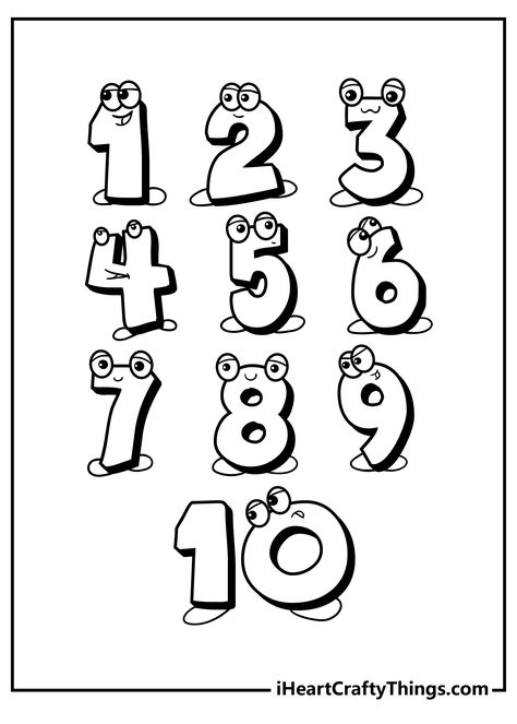 Number 3 Drawing, Numbers To Color Free Printables, Number Coloring Pages For Kids, Preschool Number Coloring Pages, Counting Coloring Pages, Number Colouring, Number Pages For Preschool, 1 Drawing Number, Fun Number Fonts