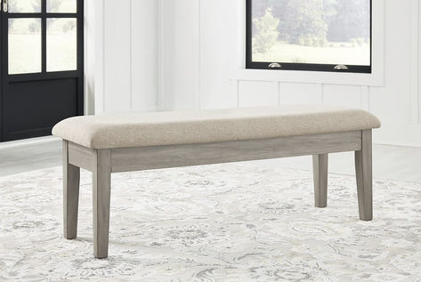 Signature Design by Ashley Parellen Upholstered Storage Dining Bench, Beige Gray Storage, Upholstered Dining Bench, Dining Table With Storage, Modern Farmhouse Living, Grey Dining Room, Casual Seating, Gray Dining Chairs, Upholstered Storage Bench, Grey Dining