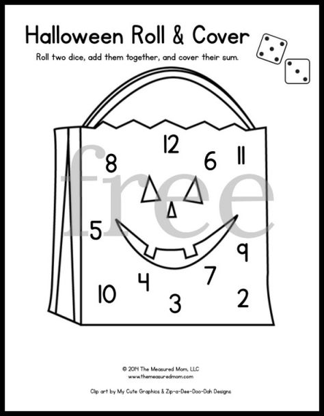 Halloween Roll and Cover - free! Roll And Cover Halloween Free, Roll And Cover, Games For Preschool, The Measured Mom, Preschool Math Games, Measured Mom, Fall Themes, Rules For Kids, Math Charts