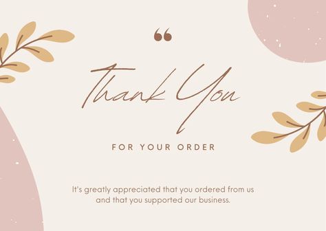 Thank You For Your Order Images, Template Thank You, Thank U Card Design, Thank You Card Design Template, Thank You Graphic Design, Thank You Card Design Ideas, Thank You Card Aesthetic, Thank You Card Design Aesthetic, Thank You For Your Order