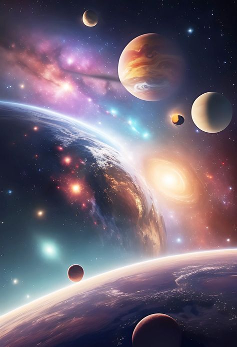 Universe Scene With Planets Stars And Galaxies In Outer Space#pikbest##Backgrounds Earth Hd, Outer Space Wallpaper, Planet Wallpaper, Stars And Galaxies, Fantasy Space, Cool Galaxy Wallpapers, Sistem Solar, Android Wallpaper Art, Galaxy Planets