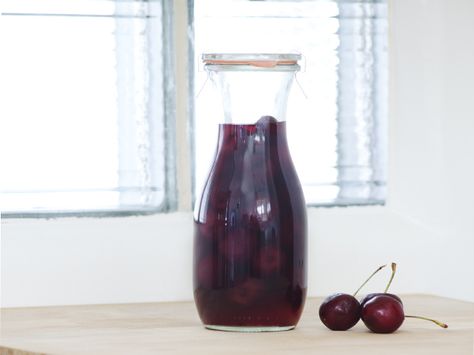 Make your own cherry liqueur.  This looks fun and easy.  I will try this, how hard can it be? Homemade Booze, Homemade Liqueur, Liqueur Recipes, Serious Eats Recipes, Homemade Liquors, Cherry Vodka, Homemade Liquor, Cherry Syrup, Bing Cherries