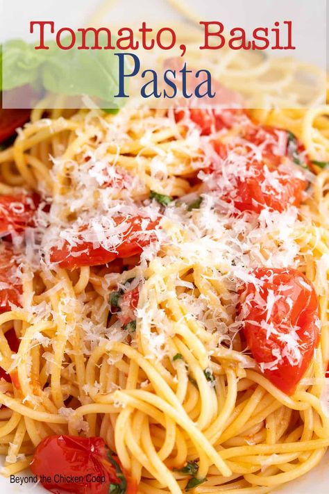 Tomato Basil Pasta Meals Pasta, Pasta Meals, Tomato Basil Pasta, Cherry Tomato Pasta, Summertime Recipes, Basil Recipes, Basil Pasta, Noodle Dish, European Recipes