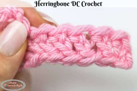 Herringbone Double Crochet Stitch Tutorial Herringbone Dc Crochet Stitch, Crochet Lessons Tutorials, Herringbone Double Crochet, Summer Crochet Patterns Free, Crochet Waffle Stitch, Honeycomb Stitch, Crochet Best, Knit Items, Patio Enclosures