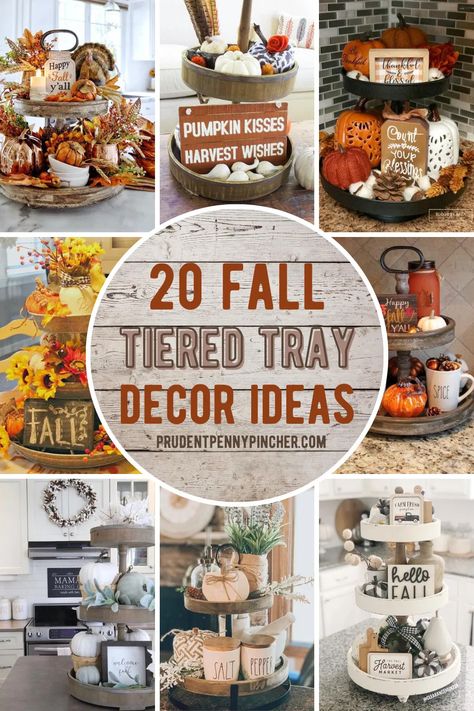 Get some inspiration for decorating your Fall tiered tray. From farmhouse fall tiered tray decor ideas to rustic fall tiered trays, there are plenty of fall decorations for your tiered tray to choose from. Fall Tiered Tray Decor Ideas, Tiered Tray Decor Ideas, Tray Decor Ideas, Three Tier Tray, Fall Tray, Table Halloween, Fall Tiered Tray Decor, Tiered Tray Diy, Fall Decor Inspiration