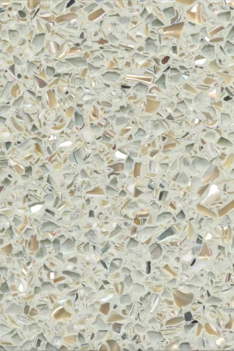 Shell Terrazzo, Mother Of Pearl Mirror, Pearl Mirror, Terrazzo Design, White Terrazzo, Matrix Color, Terrazzo Flooring, Oyster Shell, Walkway