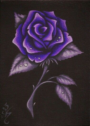 Gothic Flowers Drawing, Purple Rose Drawing, Purple Painting Ideas On Canvas, Black Rose Painting, Gothic Painting Ideas, Garden Art Painting, Rose Painting Acrylic, Things Painting, Rose Drawing Simple